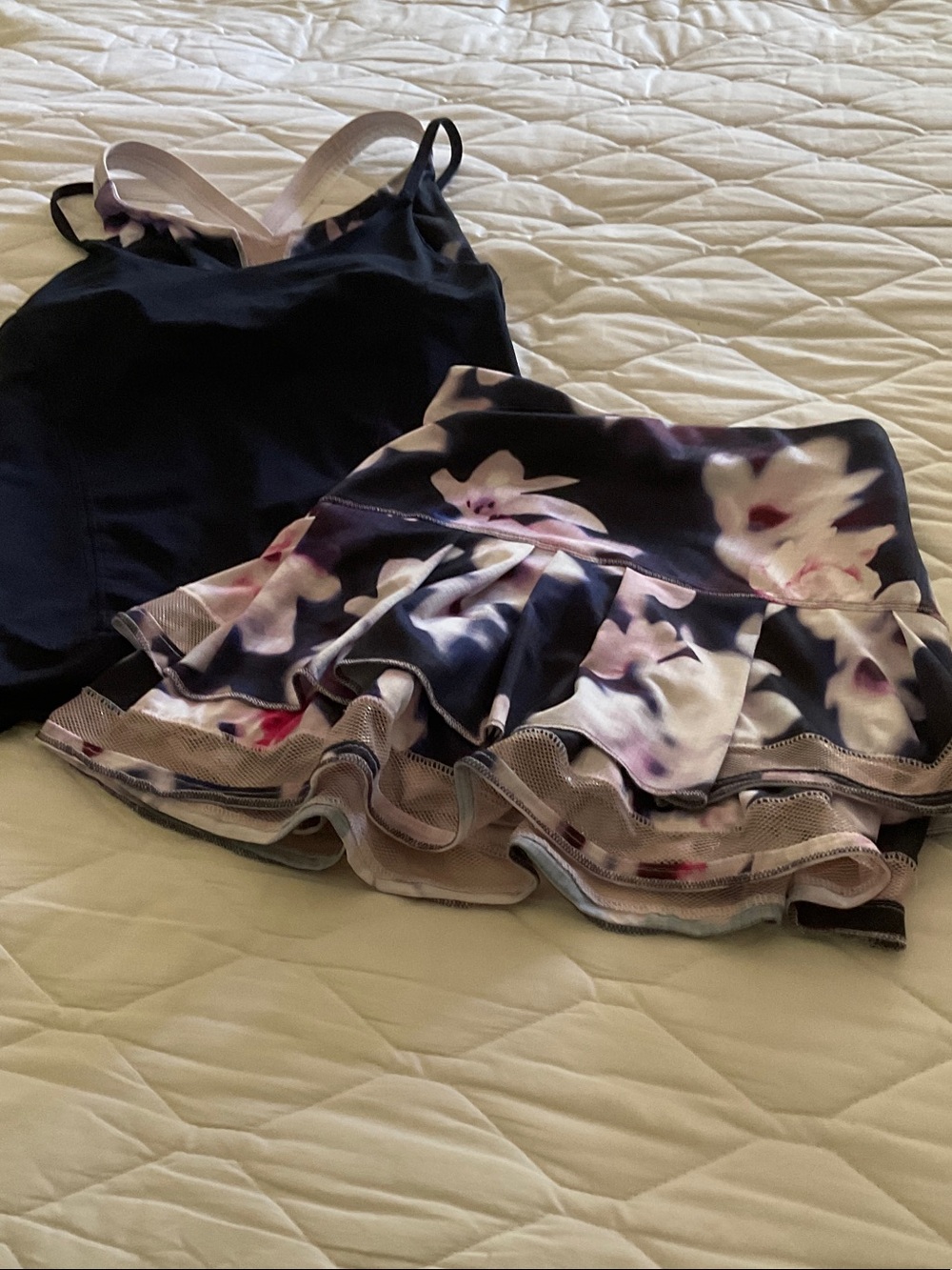 Floral Navy Ruffle Tennis Skort & Navy Tank Set